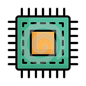 Computer chip, cpu Isolated Vector icon which can easily modify