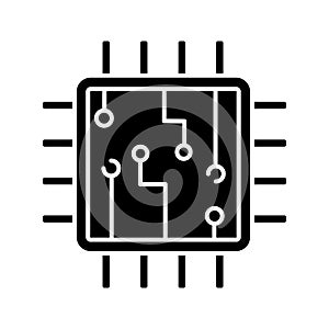 Computer chip glyph icon