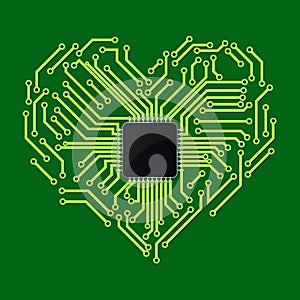 Computer chip with heart symbol