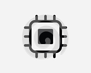 Computer Chip Icon. Artificial Intelligence Electronic Processor Microchip Symbol. CPU Graphics Card Sign Vector Clipart Cricut