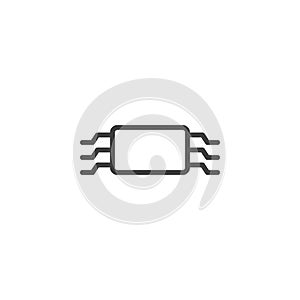 Computer chip line icon