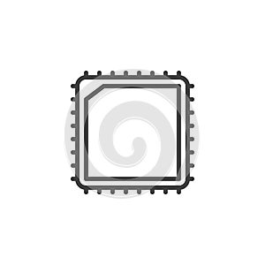 Computer chip line icon