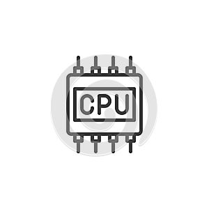 Computer chip line icon