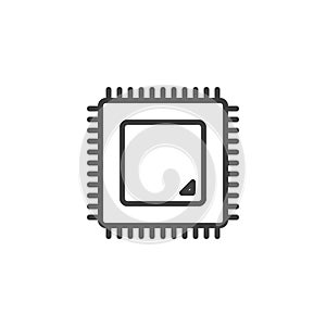 Computer chip line icon