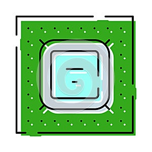 Computer chip microchip with data processing icon