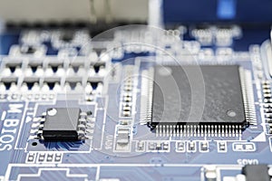 Computer chip on motherboard