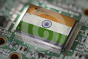 Computer chip on PCB board with India flag