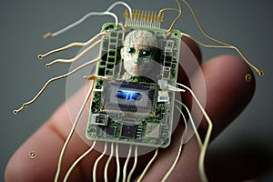 A computer chip is placed under a persons skin.