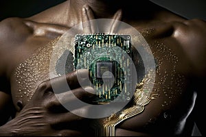 A computer chip is placed under a persons skin.