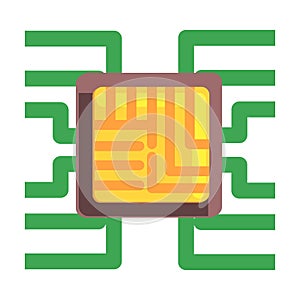 Computer Chip Plugged To The Maternal Board, Part Of Futuristic Robotic And IT Science Series Of Cartoon Icons