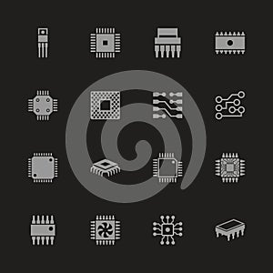 Computer Chips - Flat Vector Icons