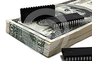 Computer chips on Money