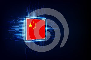 Computer chips over digital background with china flag. vector illustration