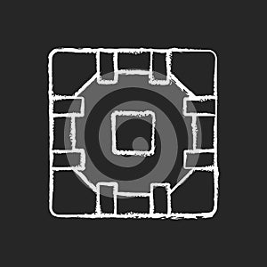 Computer circuit board chalk white icon on black background