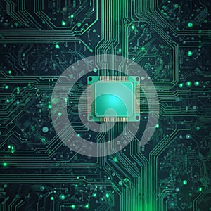 a computer circuit board with a cpu chip on it, computer graphics. texture of electronic circuit