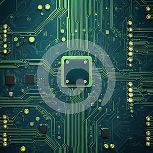 a computer circuit board with a cpu chip on it, computer graphics. texture of electronic circuit