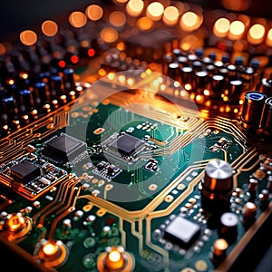 Computer circuit board, intricate electronic technology for cpu processor