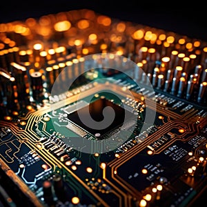 Computer circuit board, intricate electronic technology for cpu processor