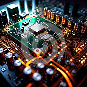 Computer circuit board, intricate electronic technology for cpu processor