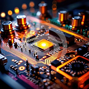 Computer circuit board, intricate electronic technology for cpu processor