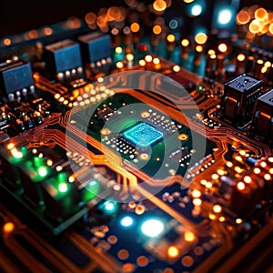 Computer circuit board, intricate electronic technology for cpu processor