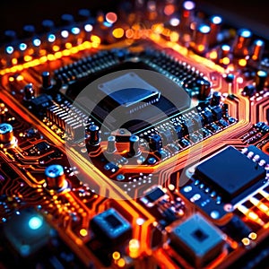 Computer circuit board, intricate electronic technology for cpu processor