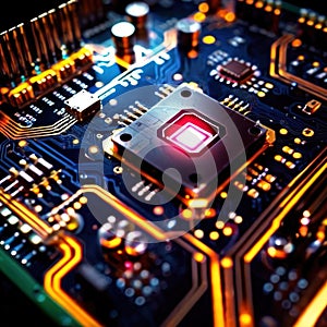 Computer circuit board, intricate electronic technology for cpu processor