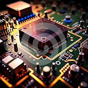 Computer circuit board, intricate electronic technology for cpu processor