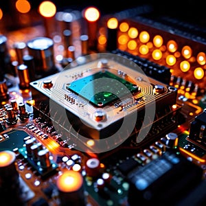 Computer circuit board, intricate electronic technology for cpu processor