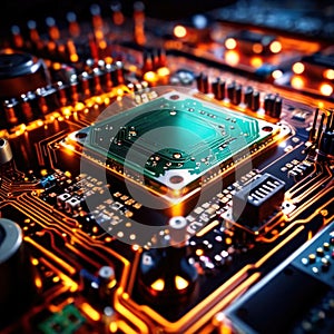 Computer circuit board, intricate electronic technology for cpu processor