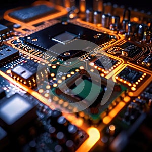 Computer circuit board, intricate electronic technology for cpu processor