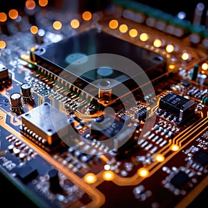 Computer circuit board, intricate electronic technology for cpu processor