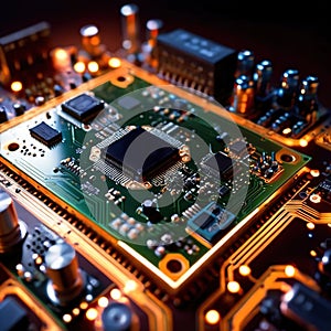Computer circuit board, intricate electronic technology for cpu processor