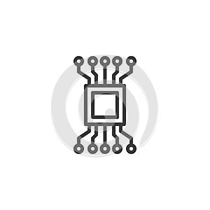 Computer circuit chip line icon