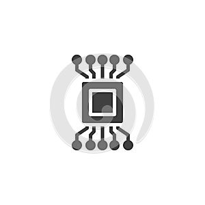 Computer circuit chip vector icon