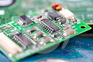 Computer circuit cpu main board electronics device : concept of hardware and technology.