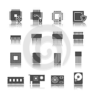 Computer circuit icons set