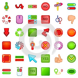 Computer click icons set, cartoon style