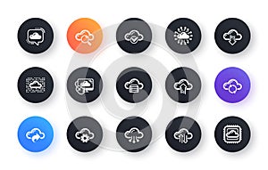 Computer cloud icons. Hosting, Computing data and File storage. Classic icon set. Vector