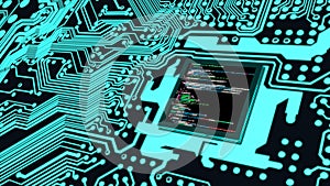 Computer code cpu circuit board cybersecurity concept