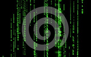 Computer code falling matrix style.