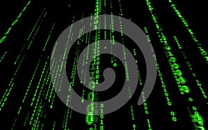 Computer code falling matrix style.