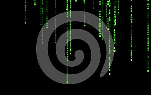 Computer code falling matrix style.