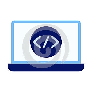Computer Code Flat Colored Icon for Programming and Development