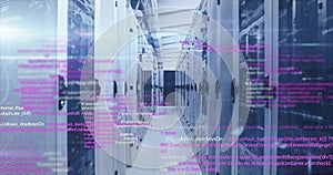 Computer code image over data servers in modern data center