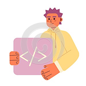 Computer coder job flat concept vector spot illustration