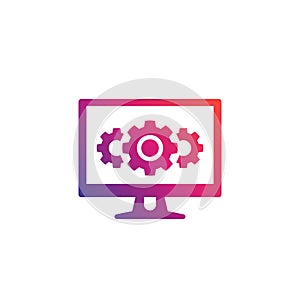 Computer and cogwheels icon