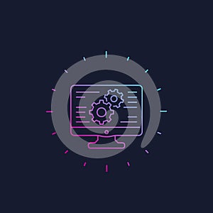 Computer and cogwheels, settings and configuration
