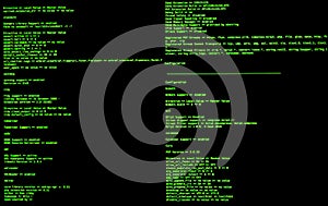 Computer Command Line Interface. CLI. Green code in command line interface