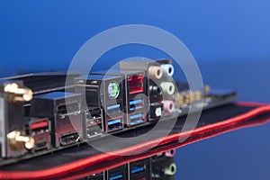 Computer component backpanel USB Audio,Ethernet Connector USB 3,0, HDMI on Motherboard